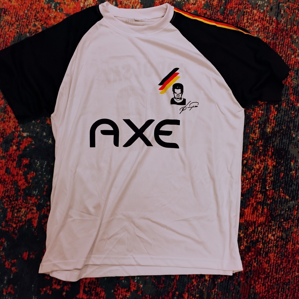 RARE AXE Podolski Lukas Promo T-Shirt Size XL/XXL Germany Football Jersey World